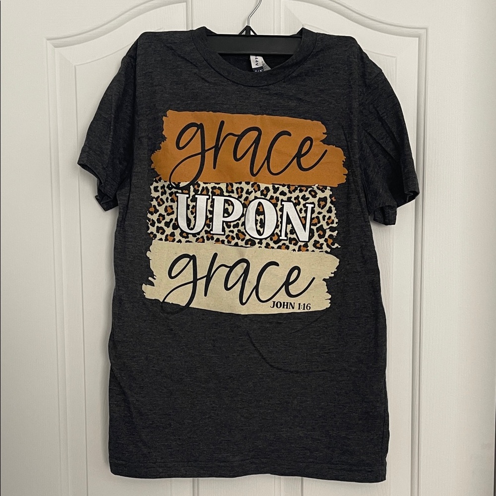 Grace Upon Grace Charcoal colored T-Shirt, Size Small.